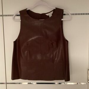 H&M Edition Faux-Leather Sleeveless Top in Dark Brown